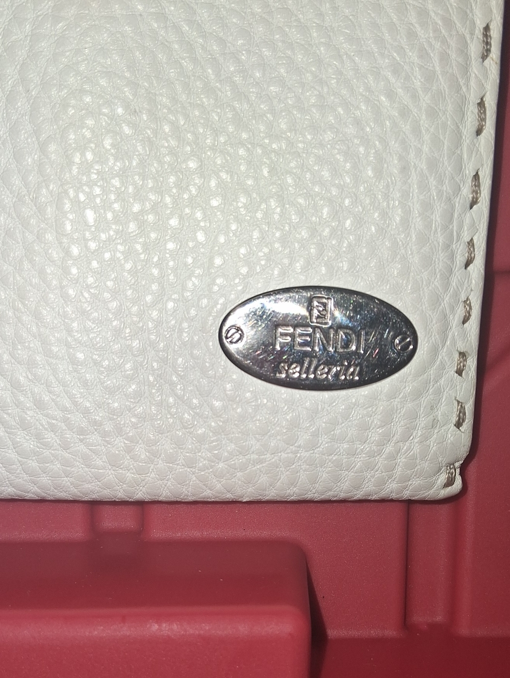 Fendi White Leather Wallet with Selleria Silver Plaque